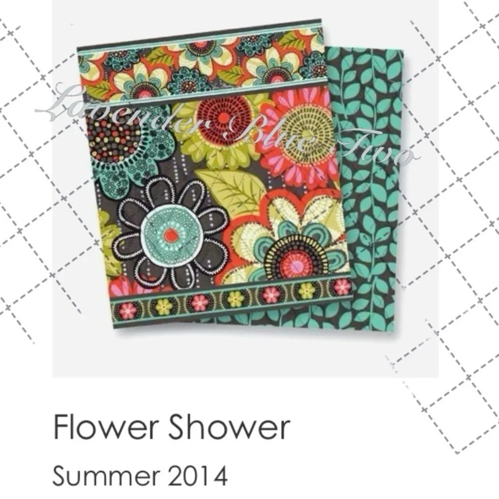 VERA BRADLEY Flower Shower 2014 Key Chain Card Holder Orange Brown Vegan Leather